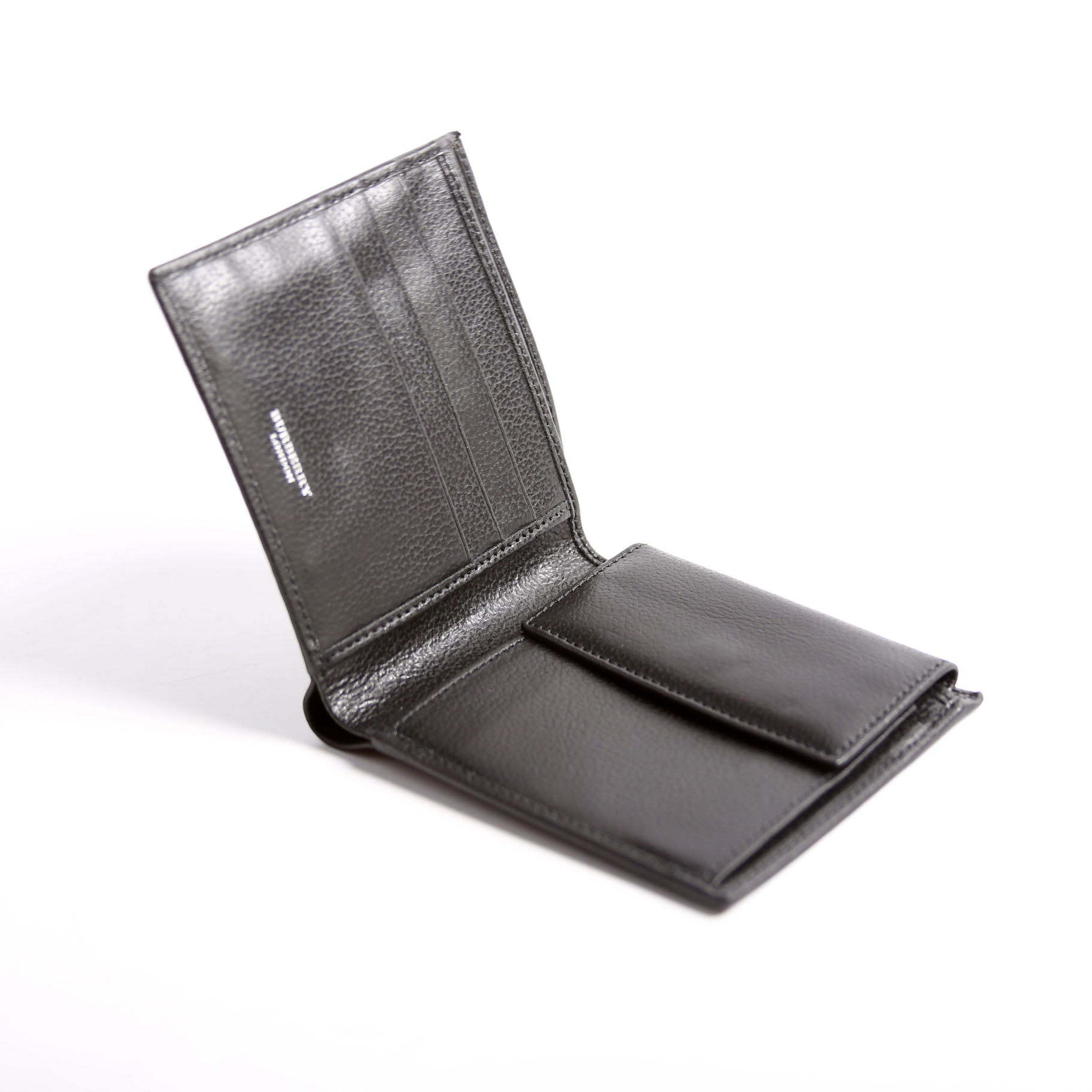 Bifold Leather Wallet With Coin Pouch Black
