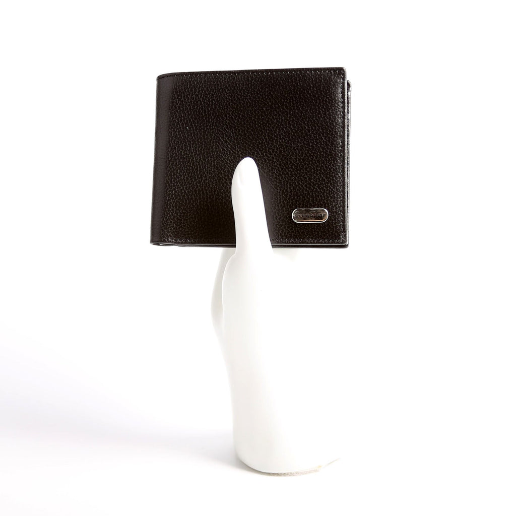 Bifold Leather Wallet With Coin Pouch Black