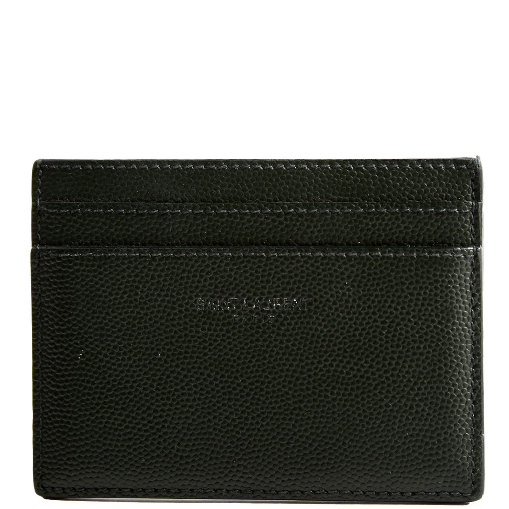 SAINT LAURENT 375946 Paris Grain Leather Card Holder Green