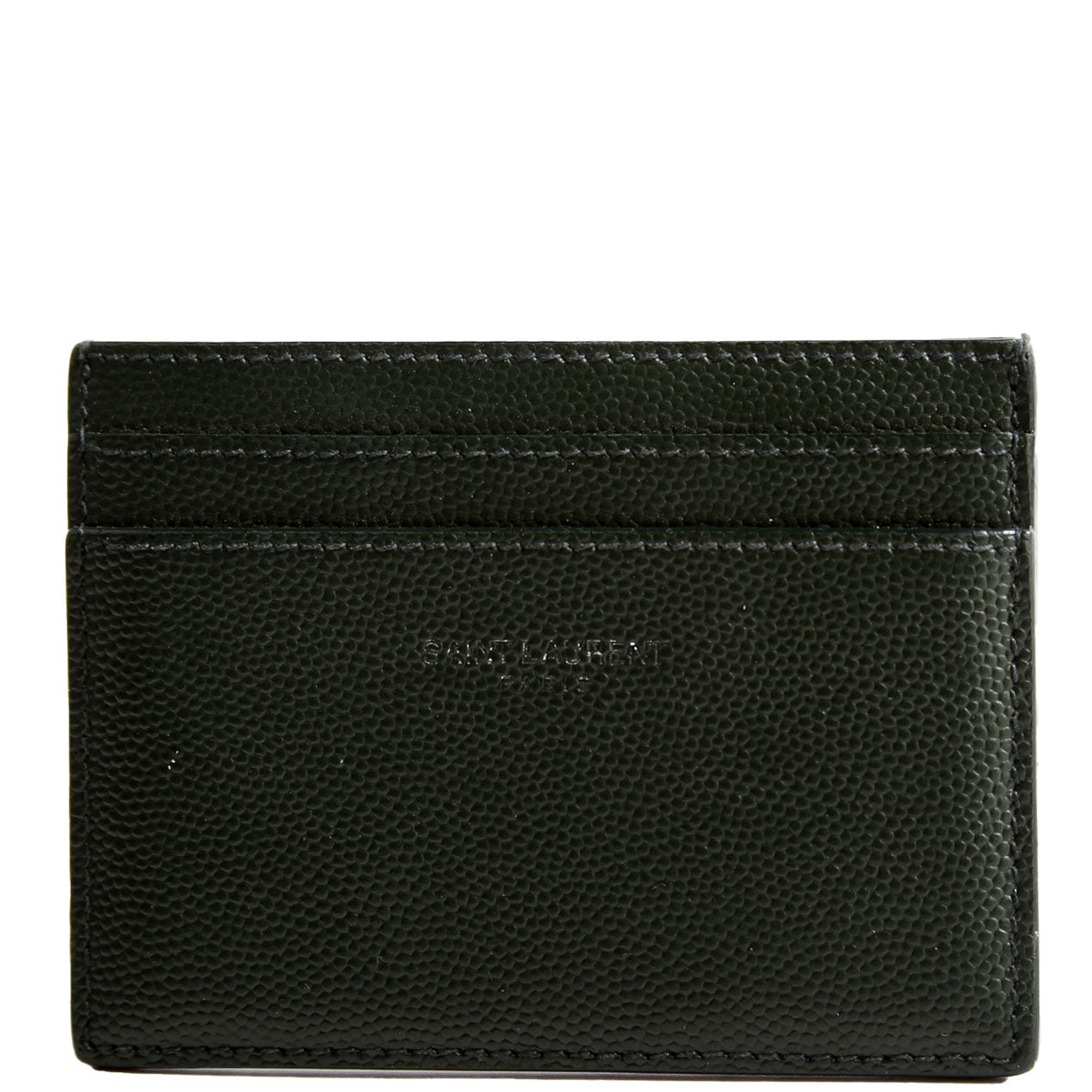 SAINT LAURENT 375946 Paris Grain Leather Card Holder Green