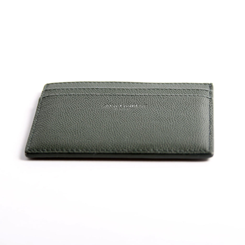 SAINT LAURENT 375946 Paris Grain Leather Card Holder Green