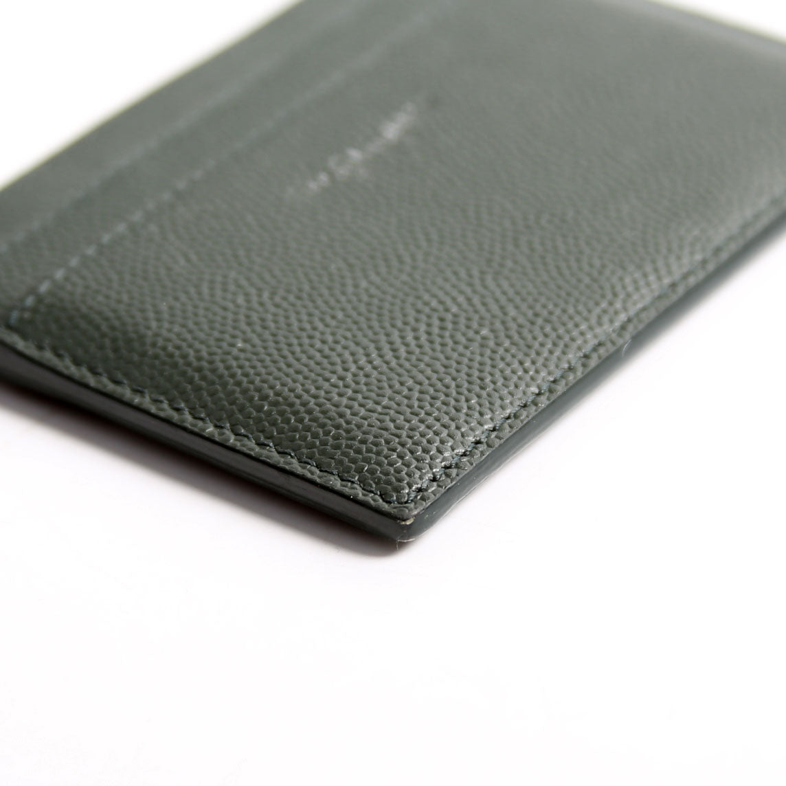 SAINT LAURENT 375946 Paris Grain Leather Card Holder Green