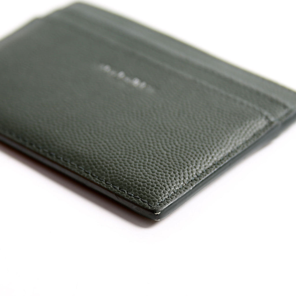 SAINT LAURENT 375946 Paris Grain Leather Card Holder Green