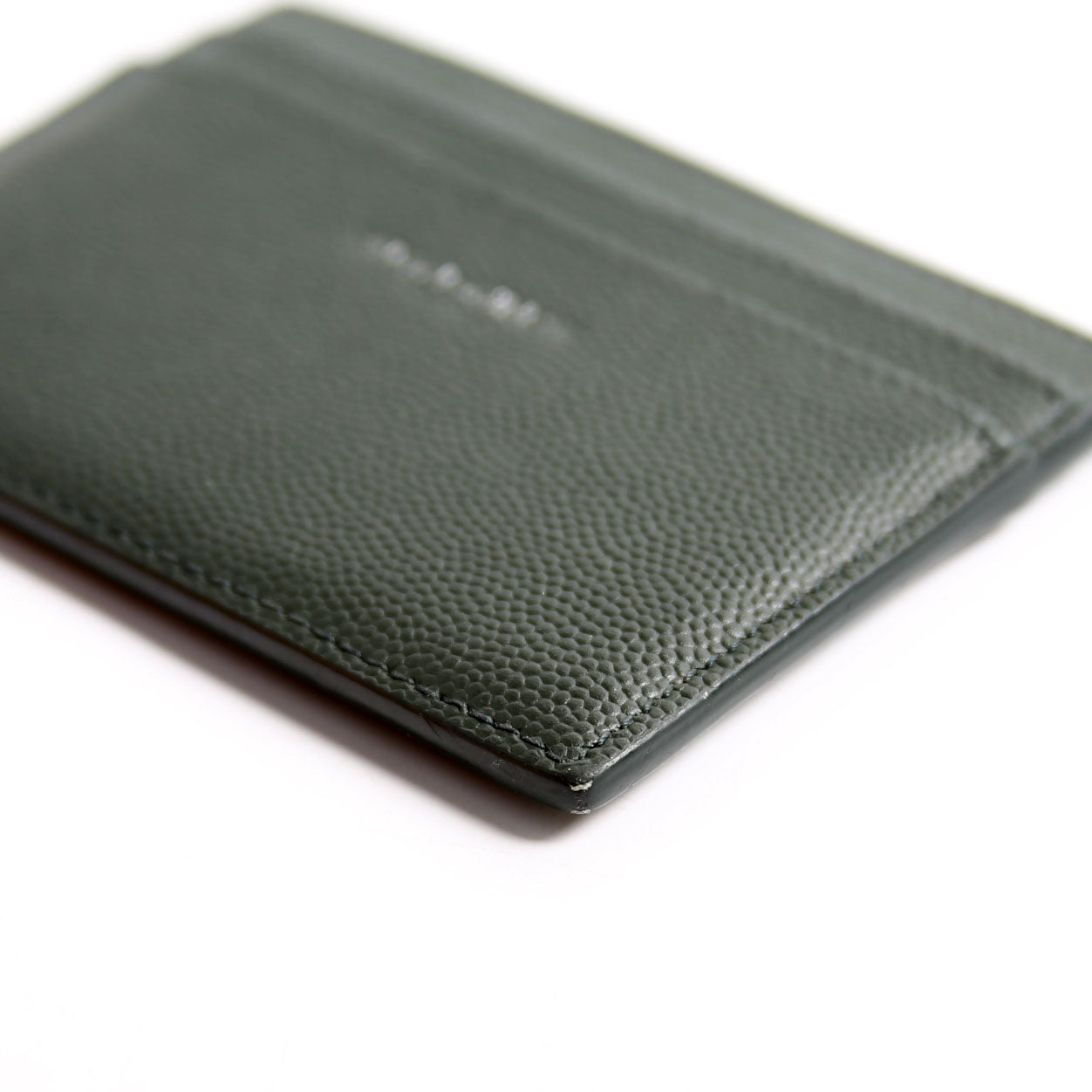 SAINT LAURENT 375946 Paris Grain Leather Card Holder Green
