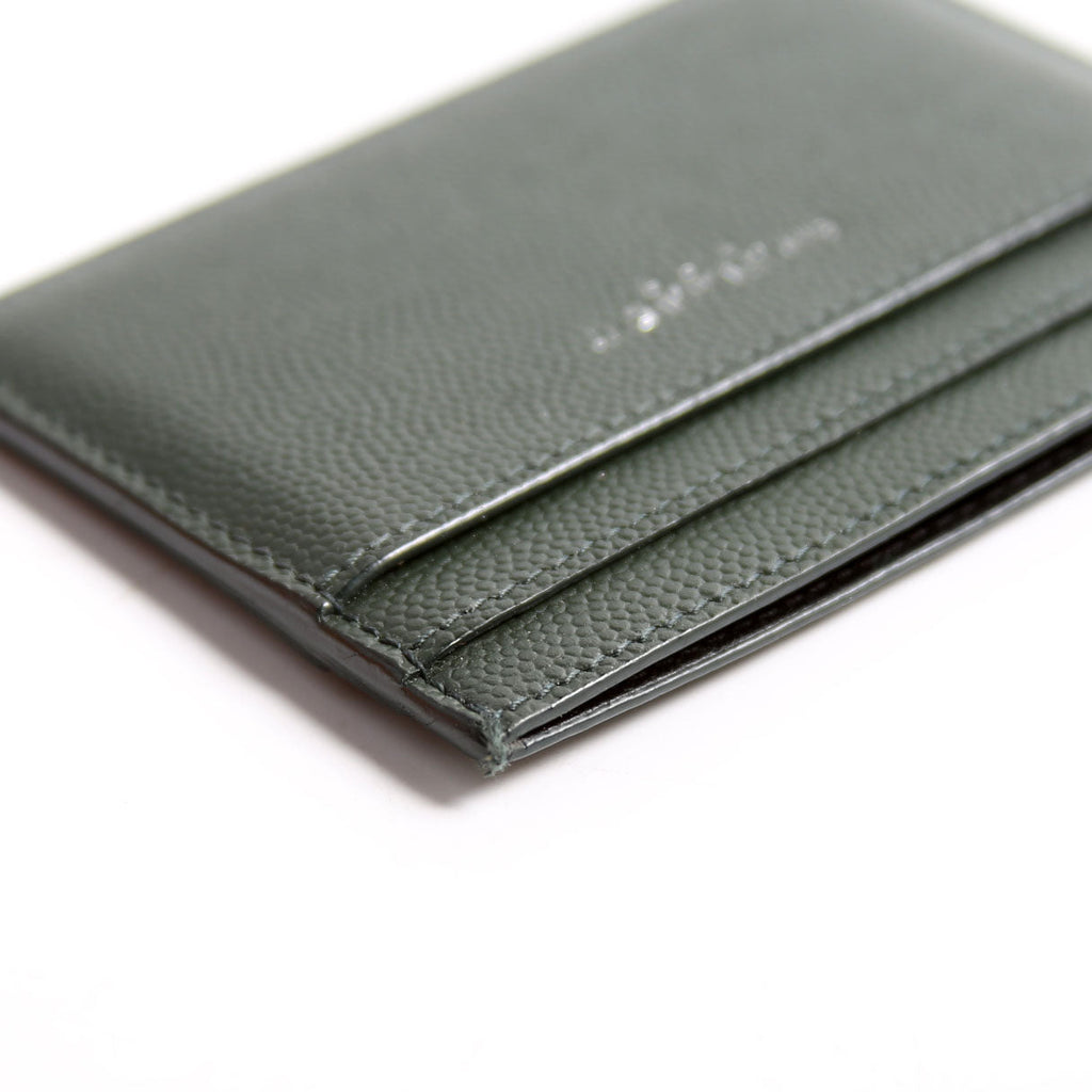 SAINT LAURENT 375946 Paris Grain Leather Card Holder Green