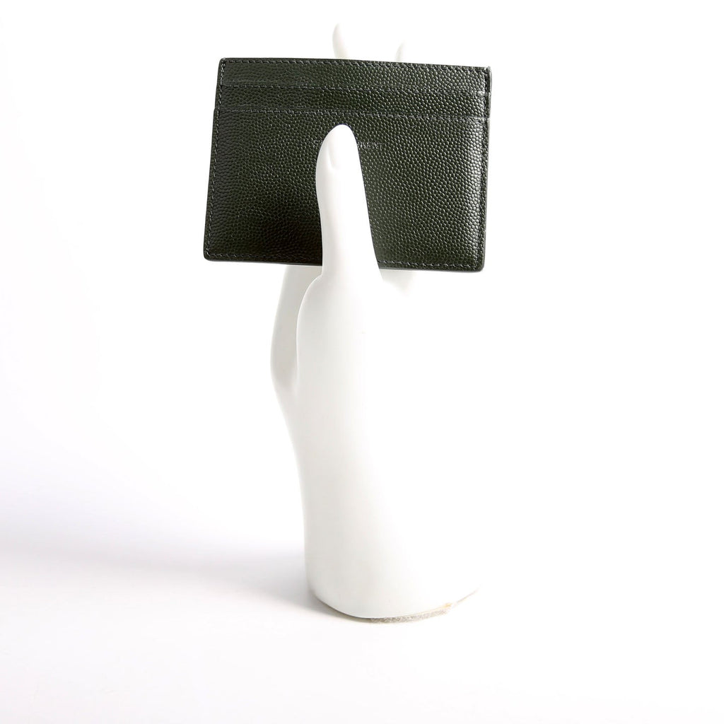 SAINT LAURENT 375946 Paris Grain Leather Card Holder Green