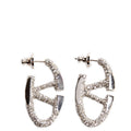 V Logo Bold Edition Crystal Earrings Silver