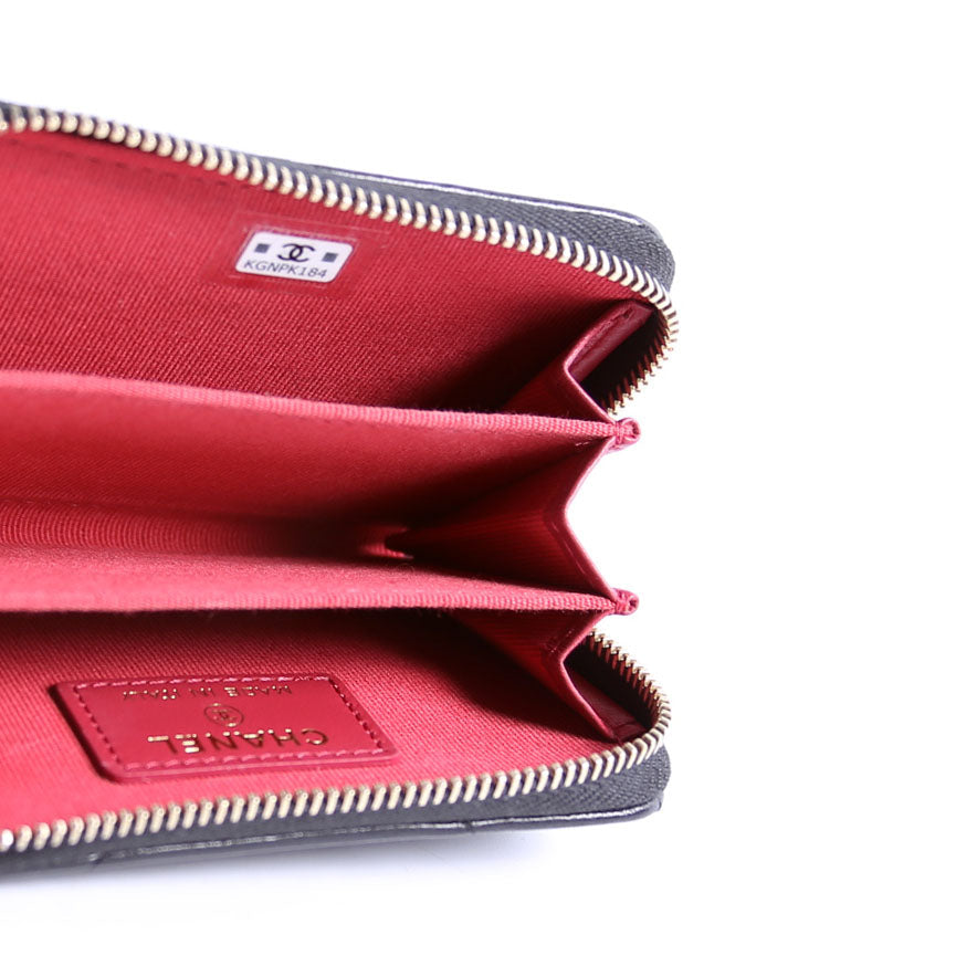 Chanel 19 Zip Around Coin Purse Quilted Lambskin RFID Black