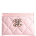Crystal CC Card Holder Caviar 32M Pink