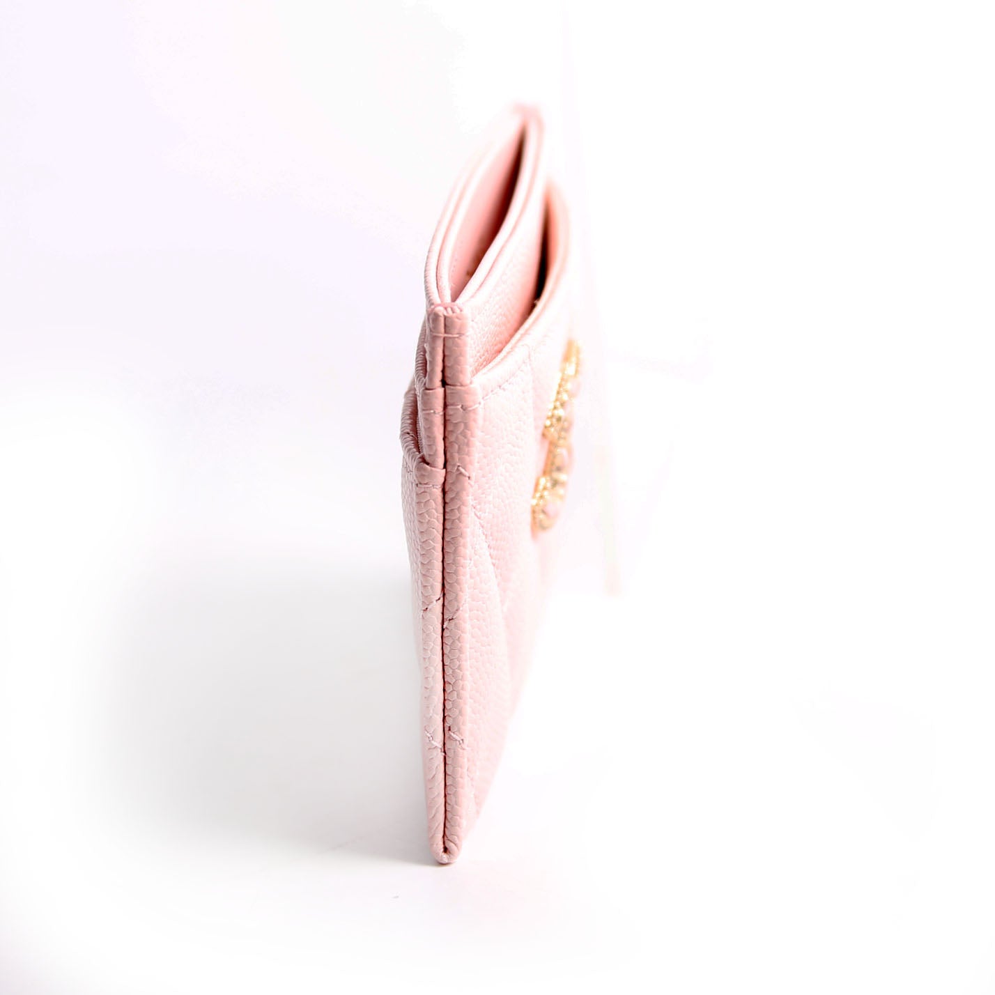 Crystal CC Card Holder Caviar 32M Pink