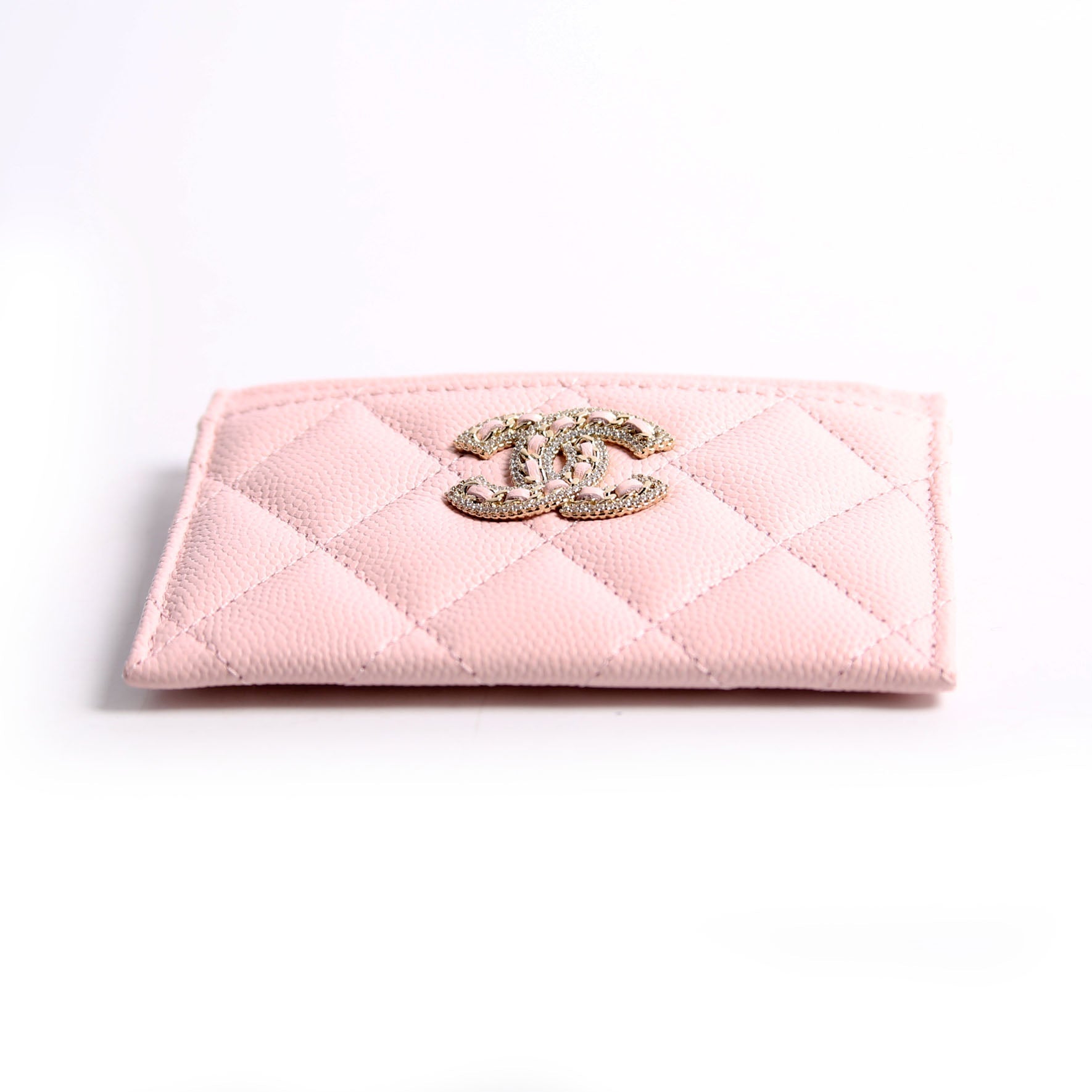 Crystal CC Card Holder Caviar 32M Pink