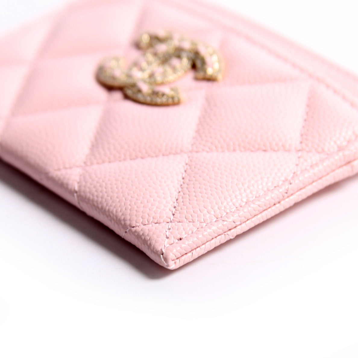 Crystal CC Card Holder Caviar 32M Pink