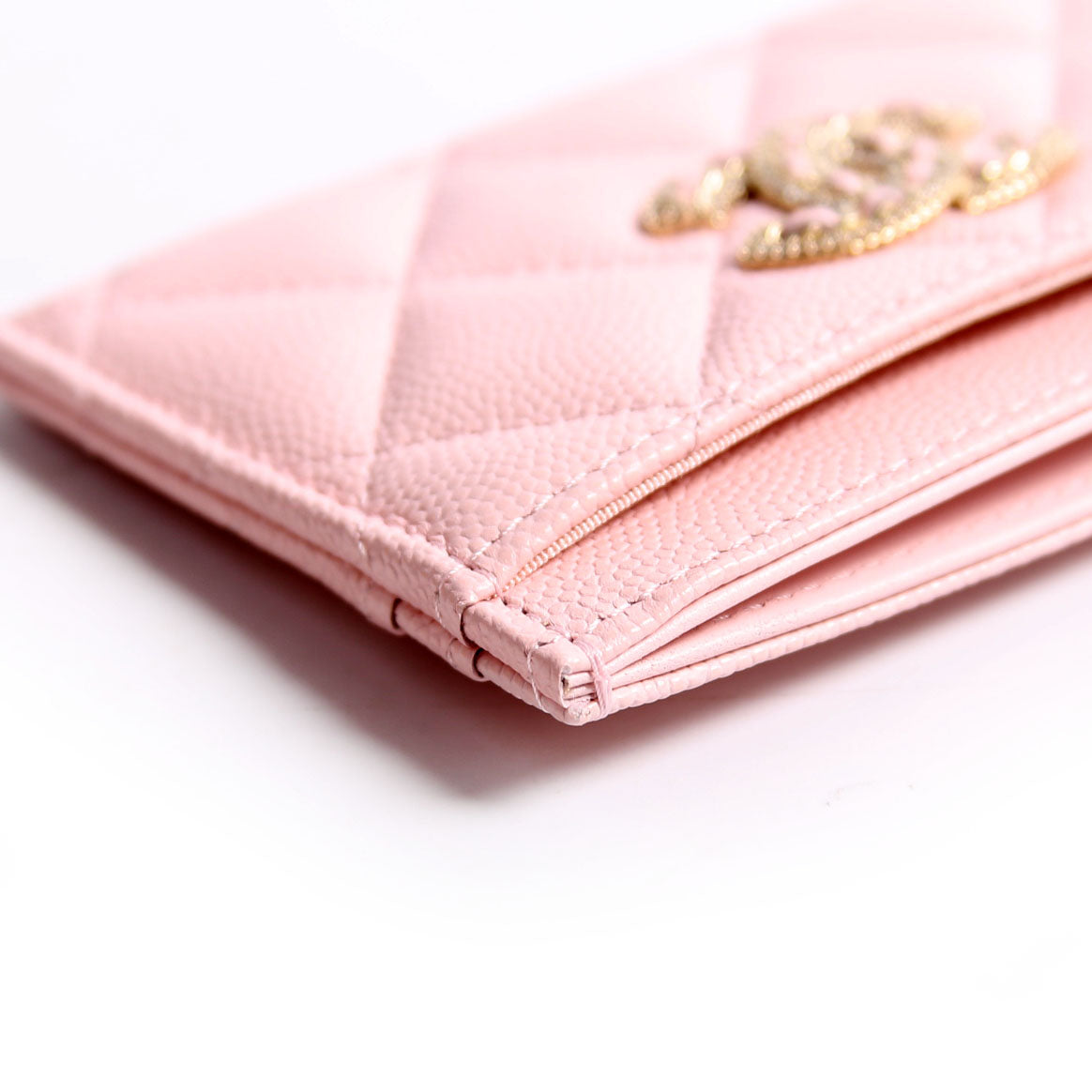 Crystal CC Card Holder Caviar 32M Pink