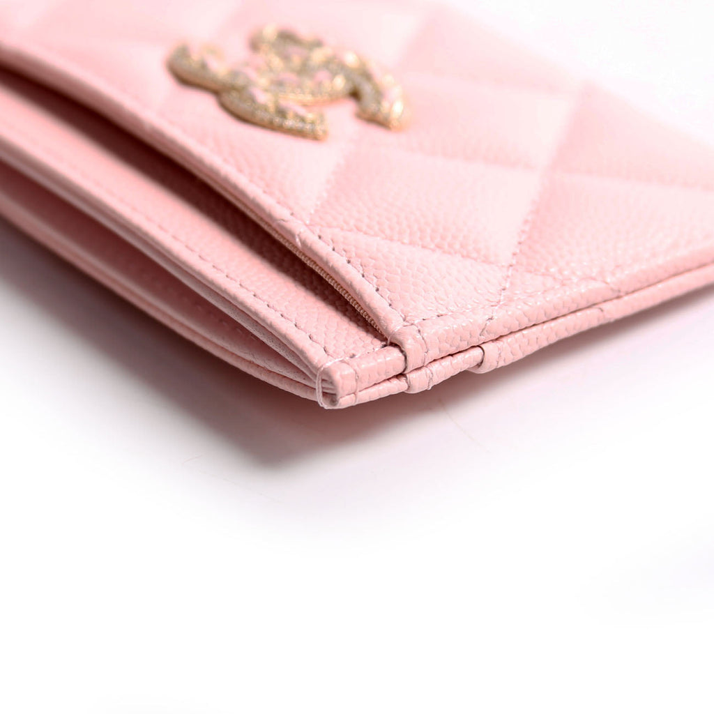 Crystal CC Card Holder Caviar 32M Pink