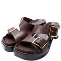 Ease Buckled Leather Heeled Sandals Size 39 Brown