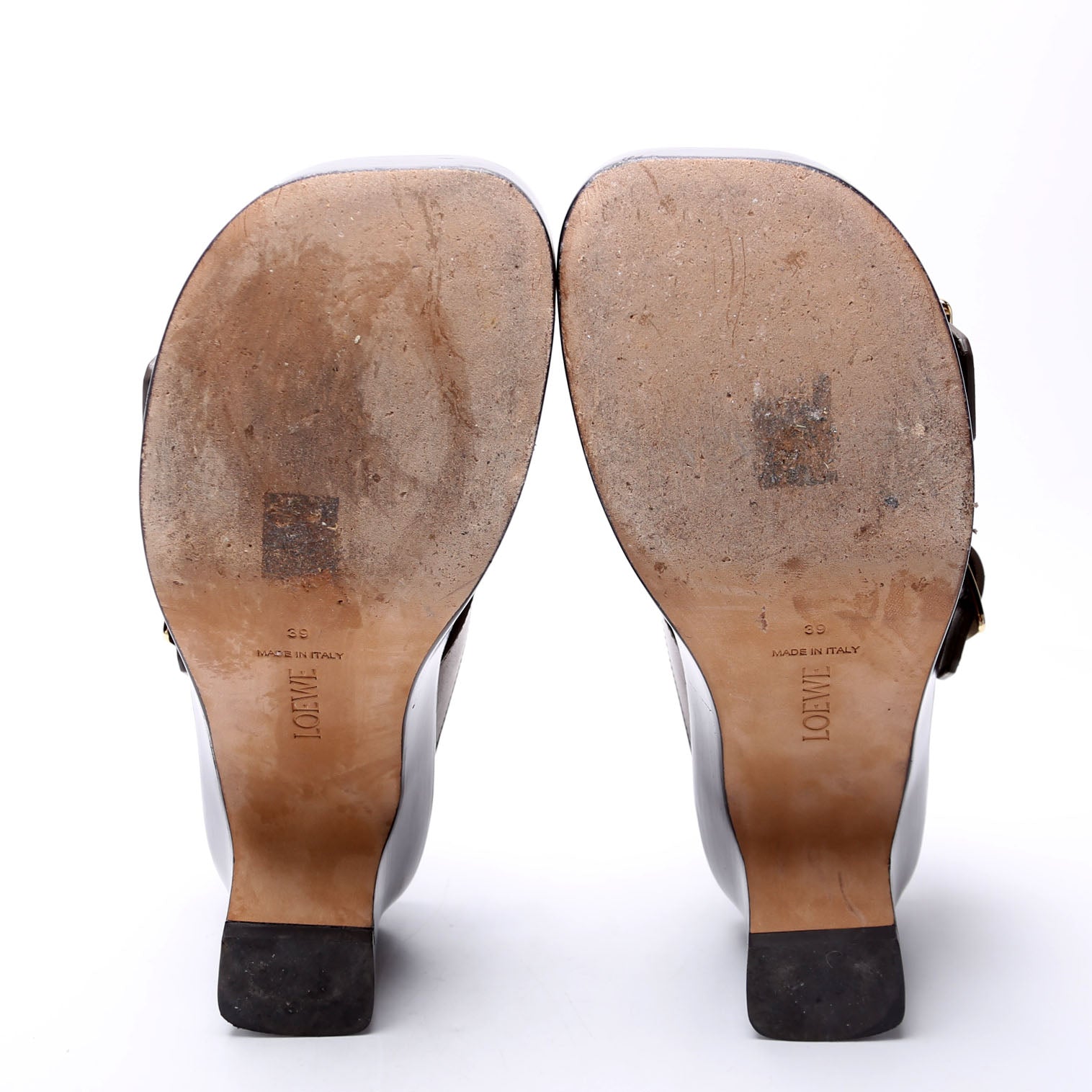 Ease Buckled Leather Heeled Sandals Size 39 Brown