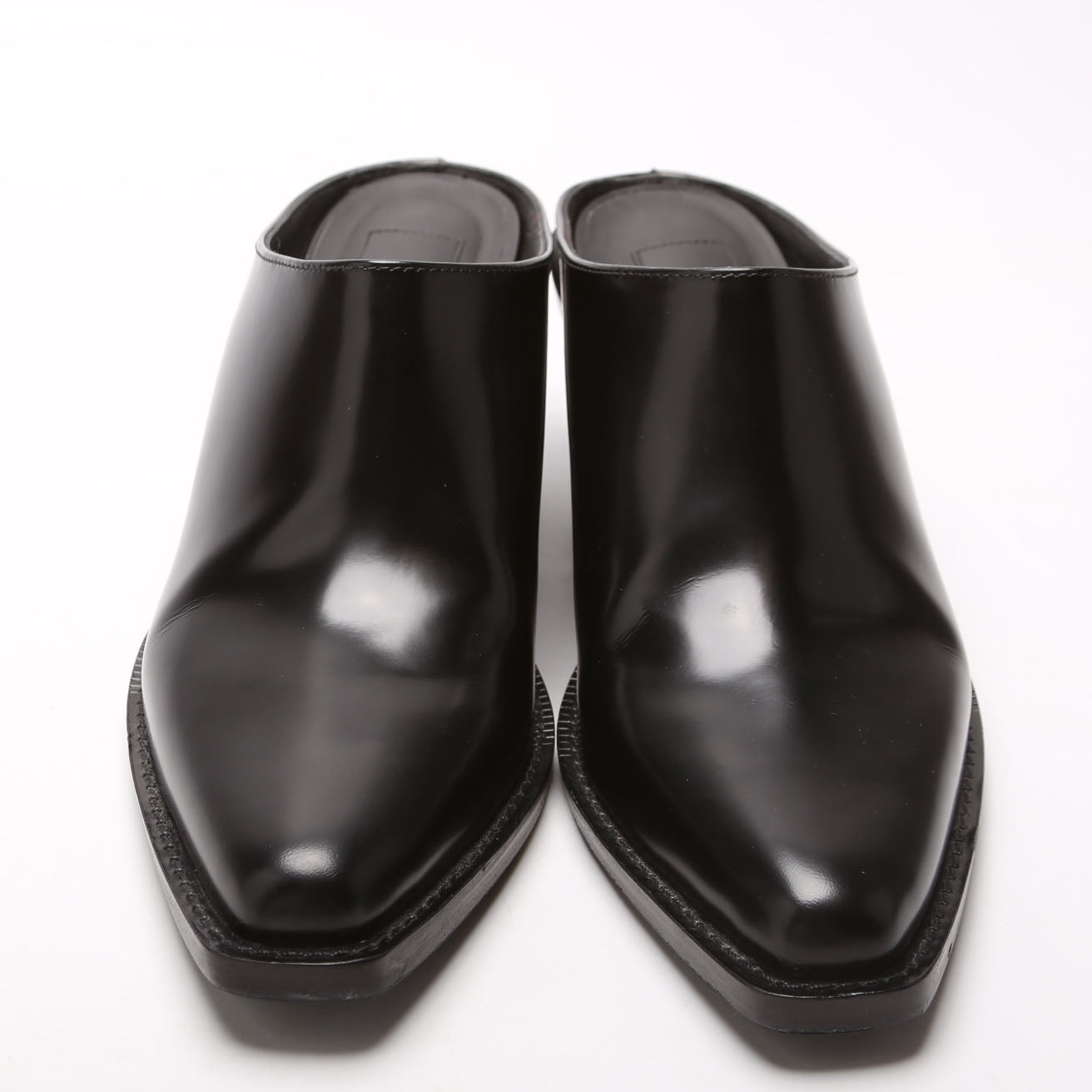 FF Leather Logo Mules Size 38 Black
