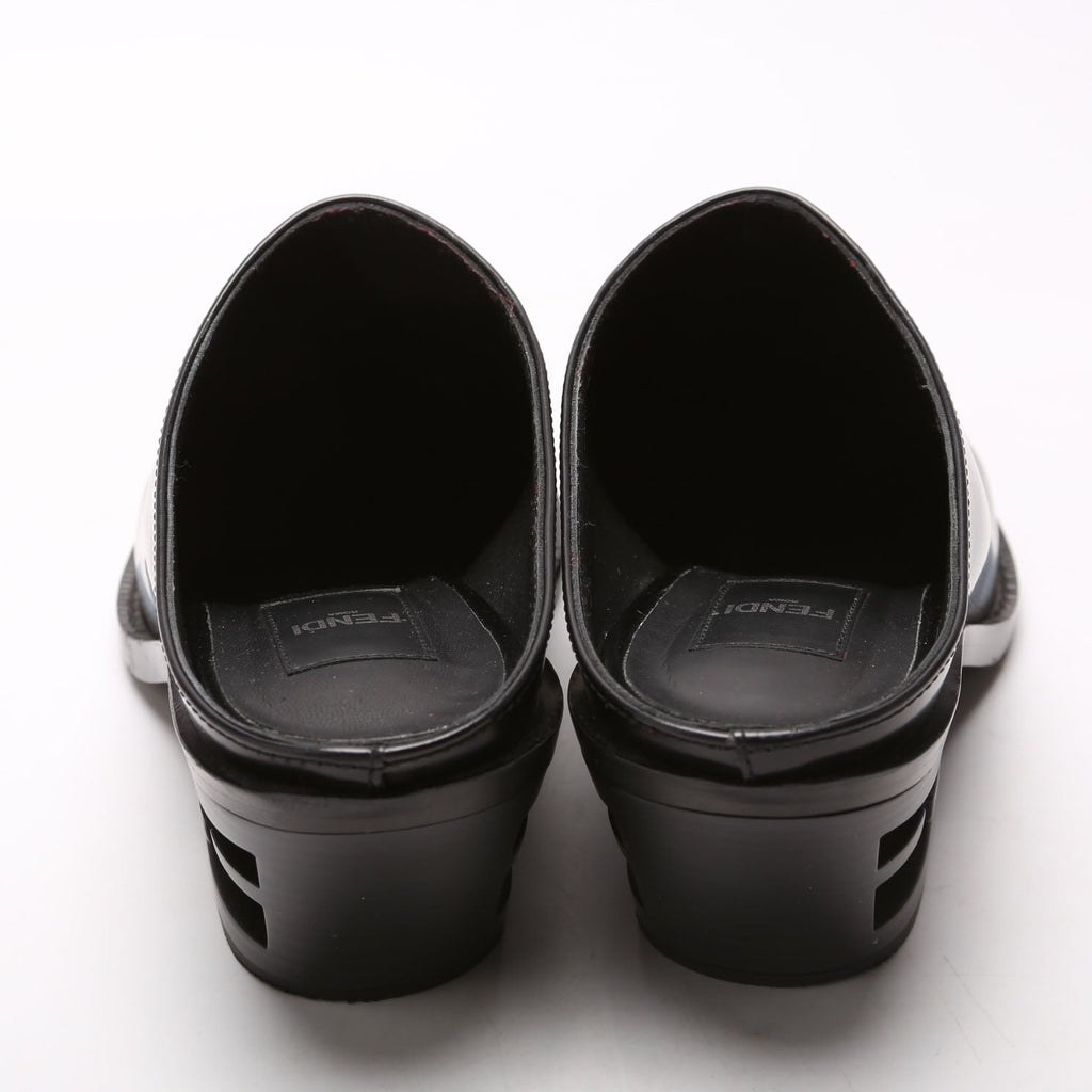 FF Leather Logo Mules Size 38 Black
