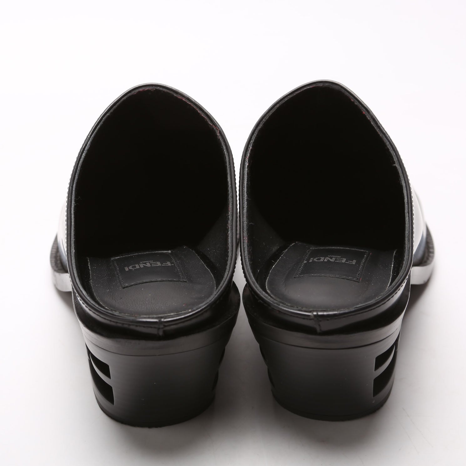 FF Leather Logo Mules Size 38 Black