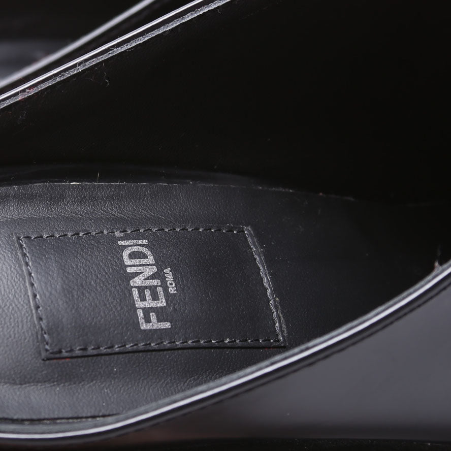 FF Leather Logo Mules Size 38 Black