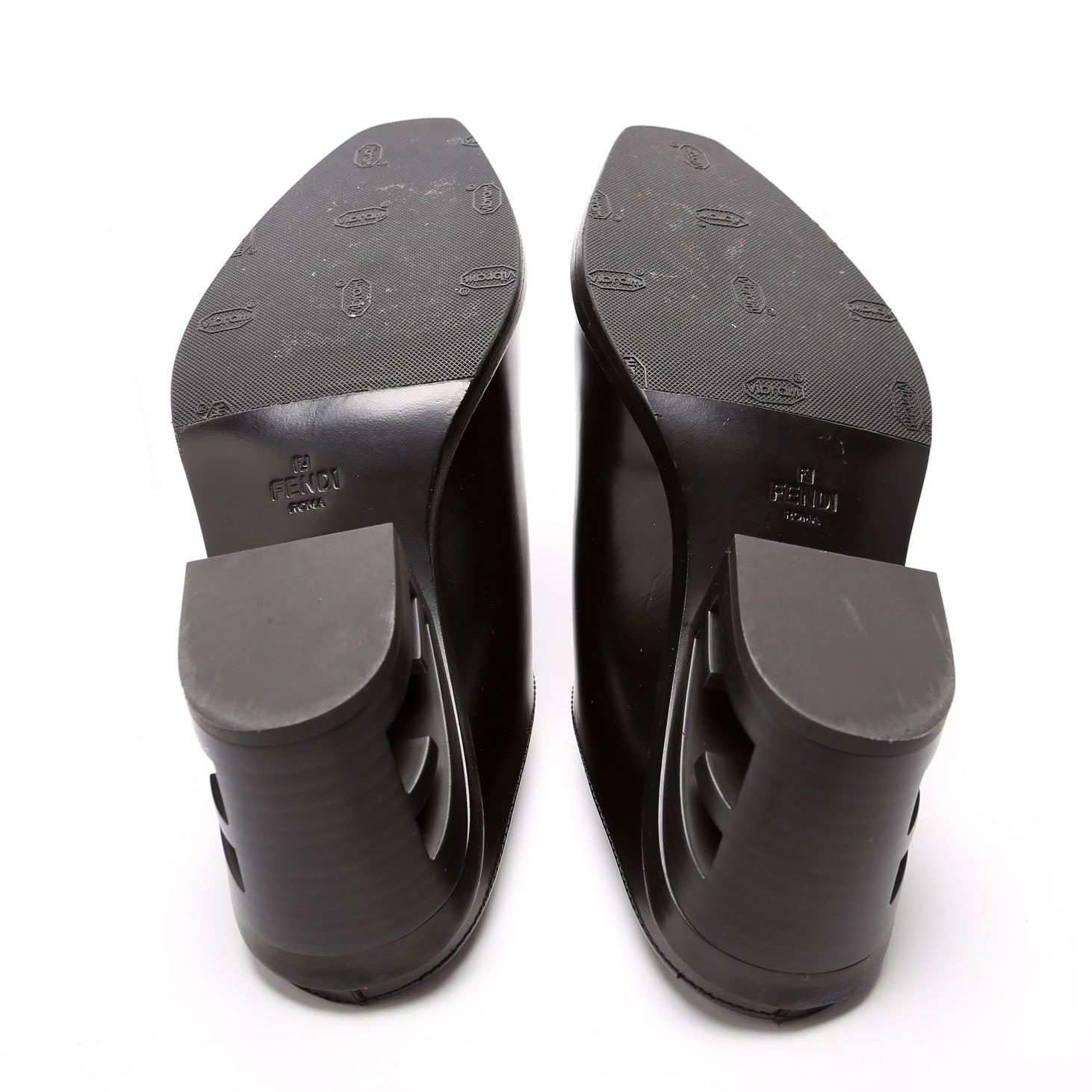 FF Leather Logo Mules Size 38 Black
