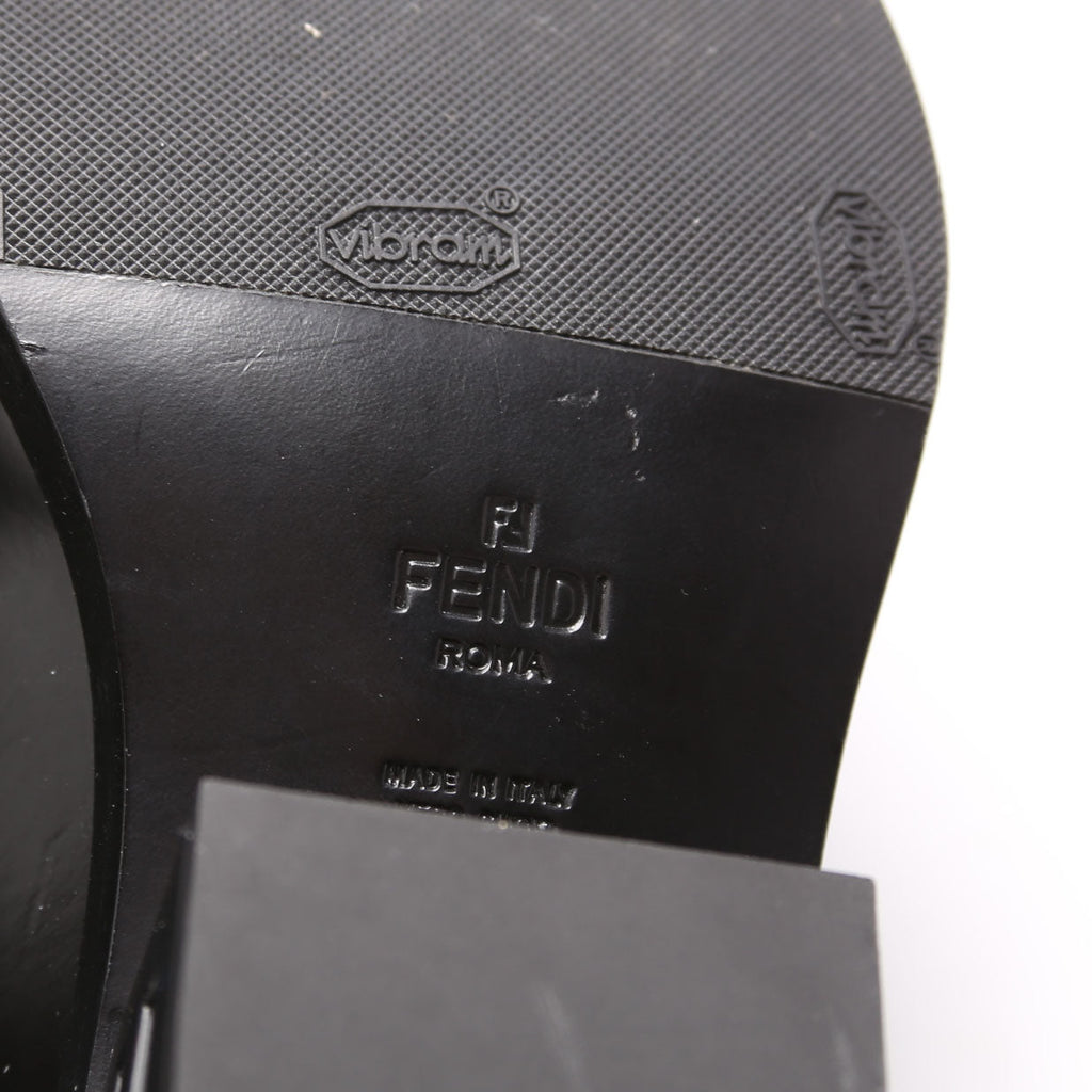 FF Leather Logo Mules Size 38 Black