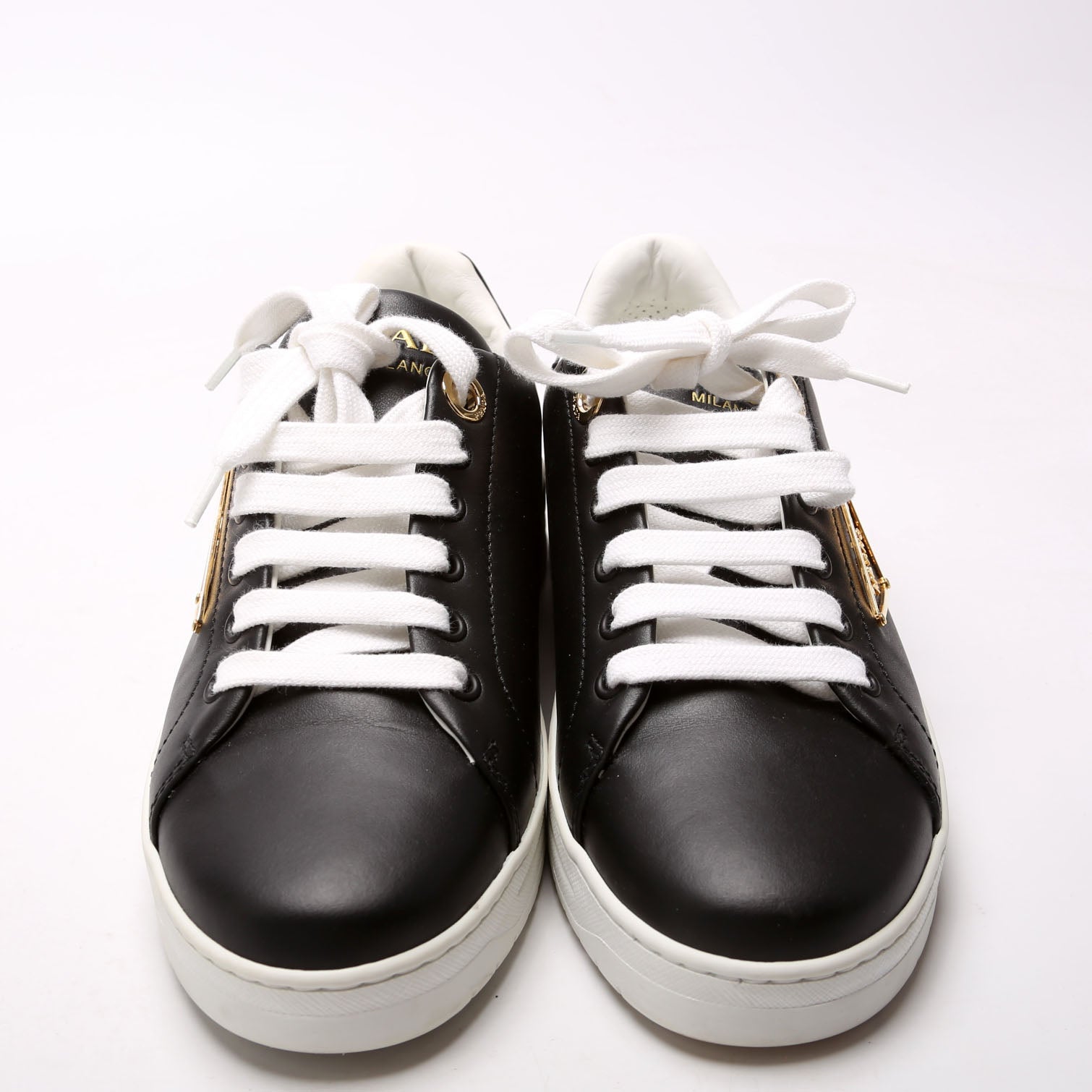 Triangle Logo Sneakers Size 36 Black/Gold