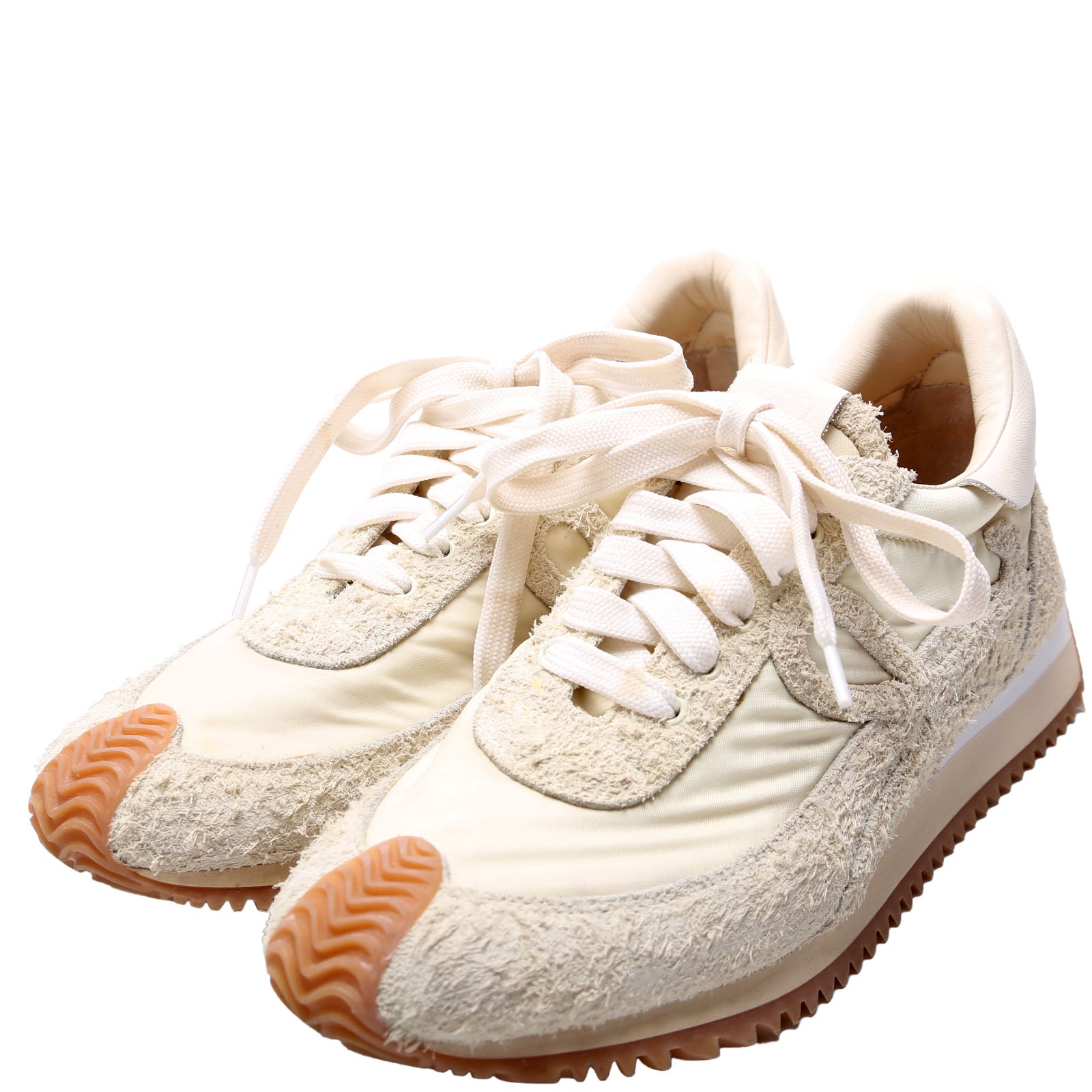 Flow Runner Nylon/Brushed Suede Sneakers Size 39 Beige