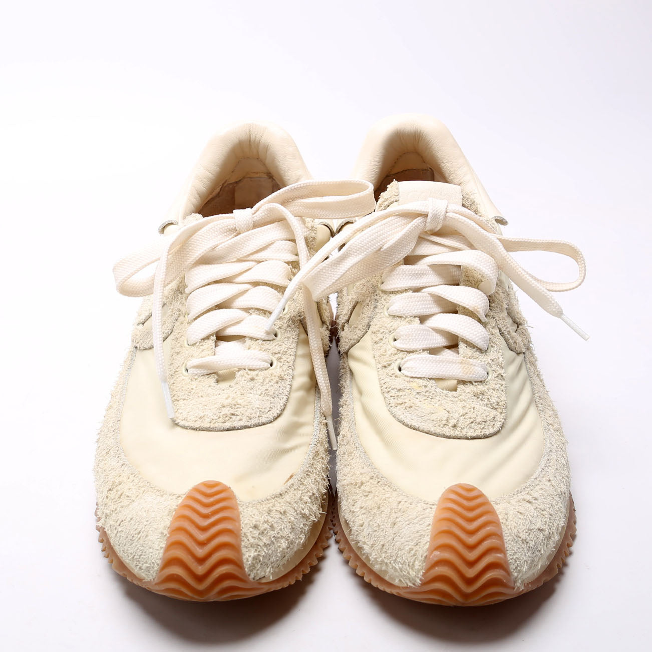 Flow Runner Nylon/Brushed Suede Sneakers Size 39 Beige