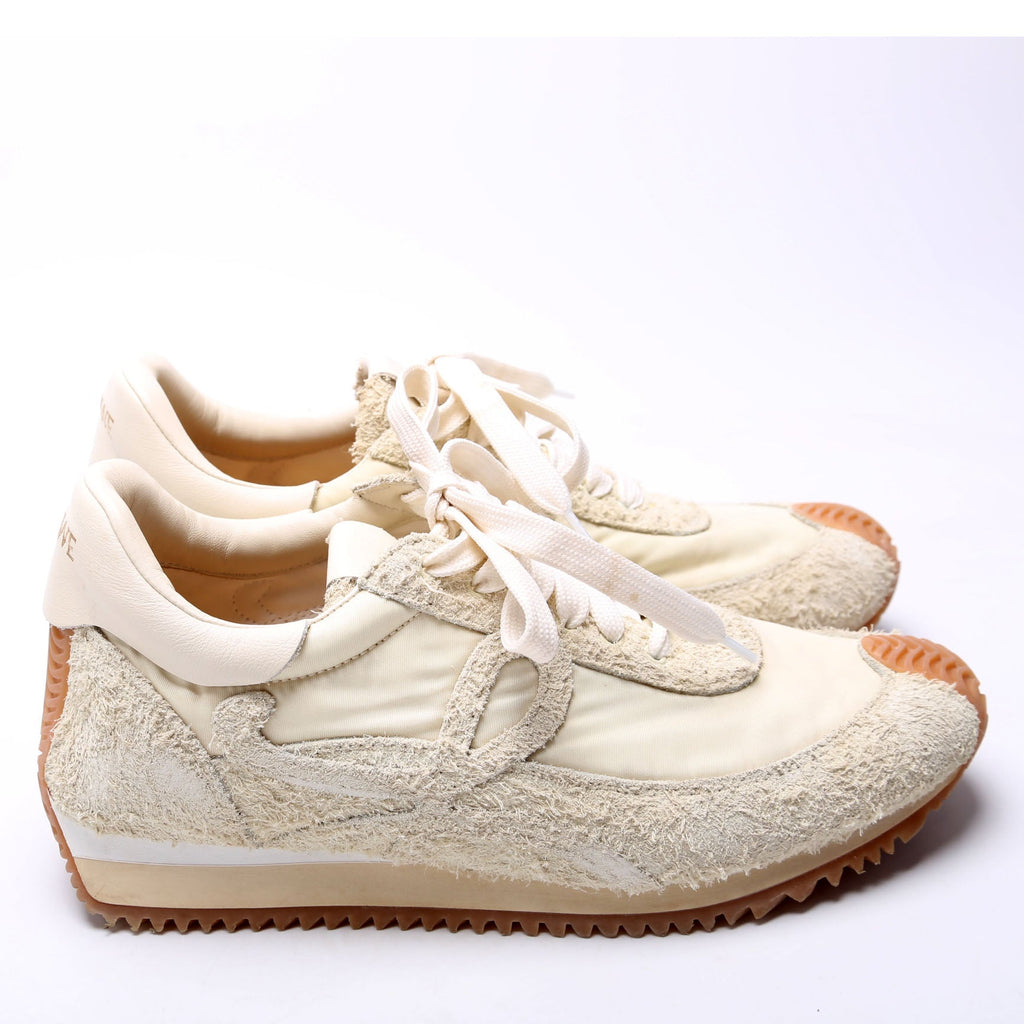 Flow Runner Nylon/Brushed Suede Sneakers Size 39 Beige