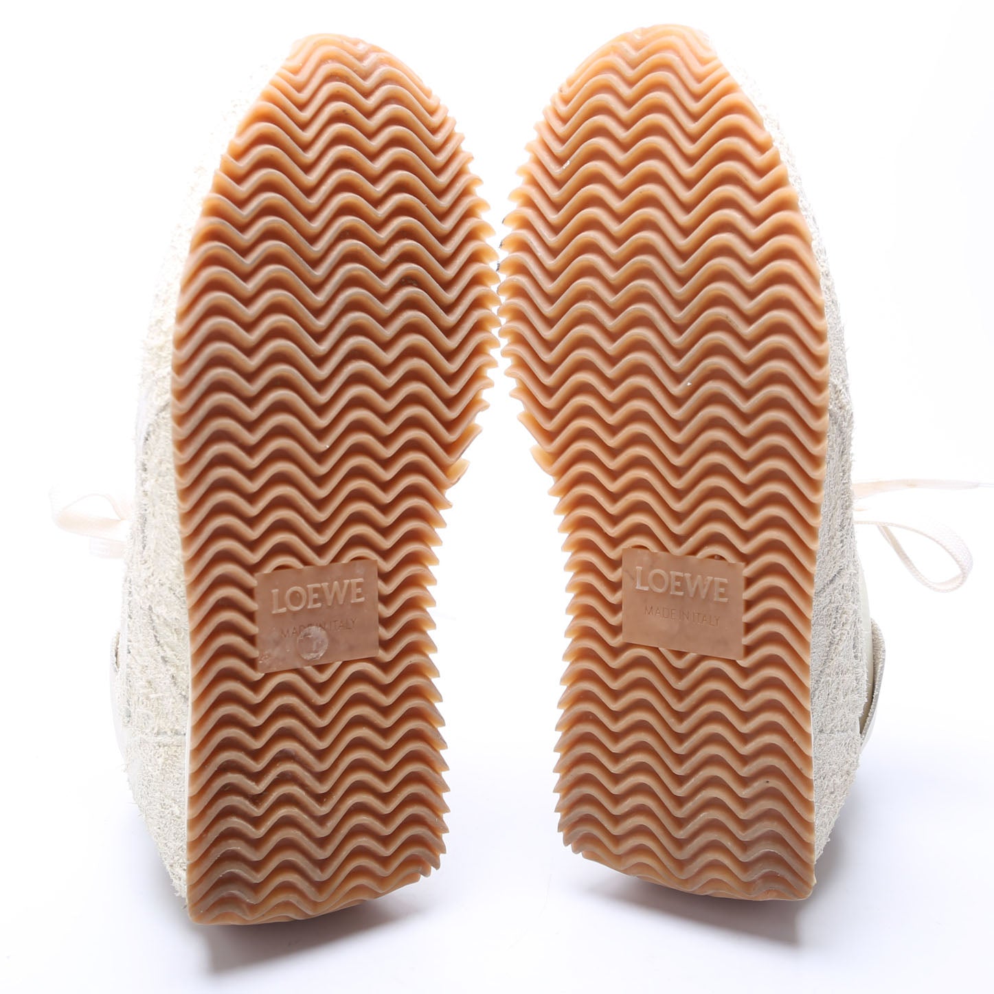 Flow Runner Nylon/Brushed Suede Sneakers Size 39 Beige