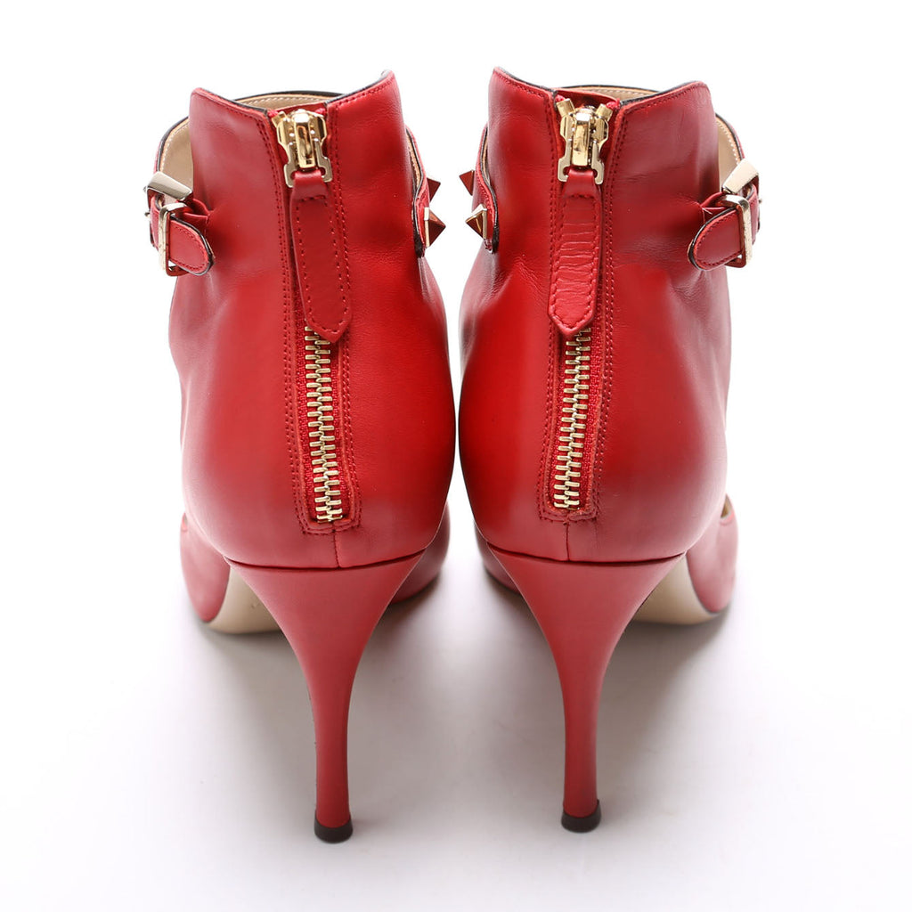 Rockstud Ankle Strap Pumps Size 41 Red