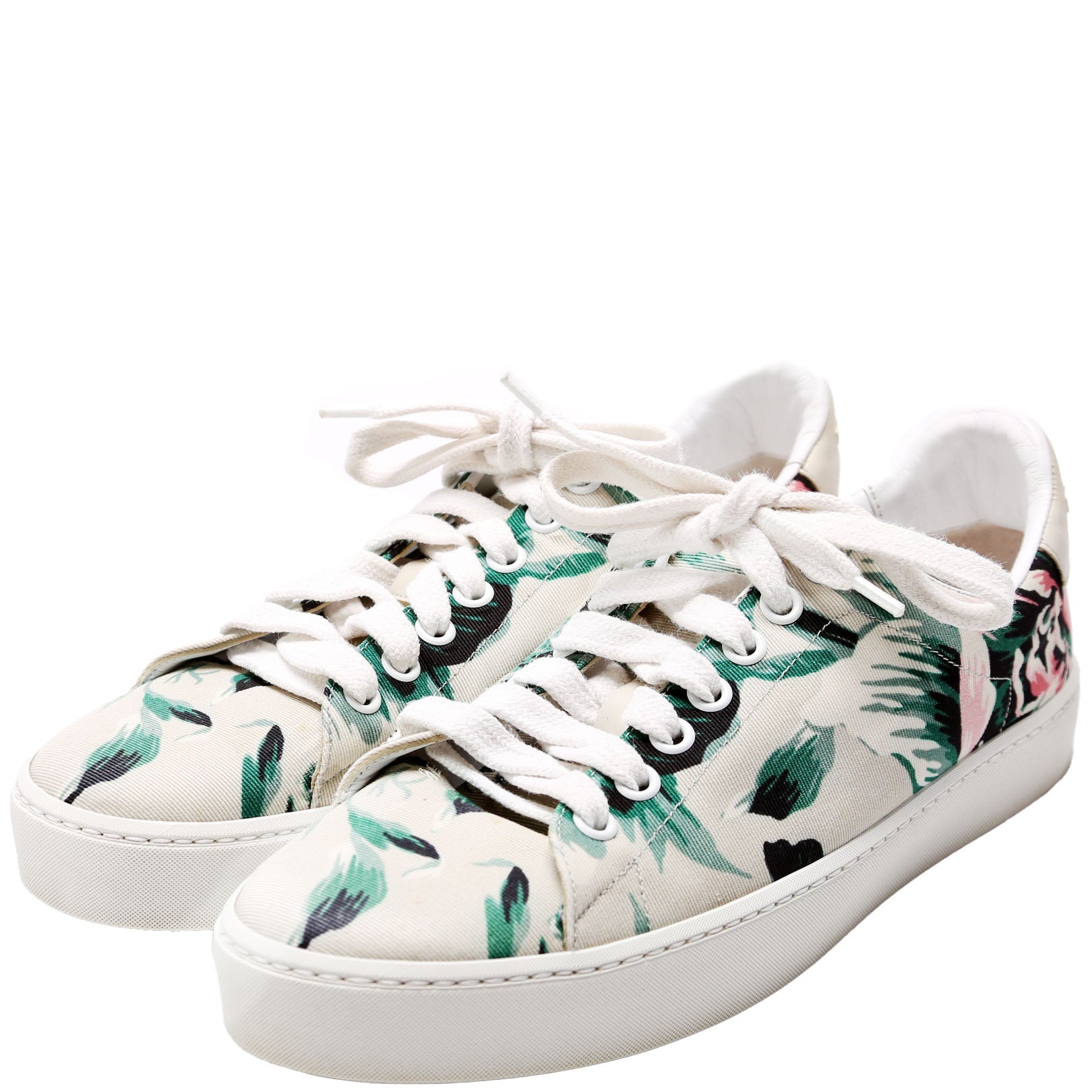 Floral Print Canvas Sneakers Size 36 Beige/Multicolor