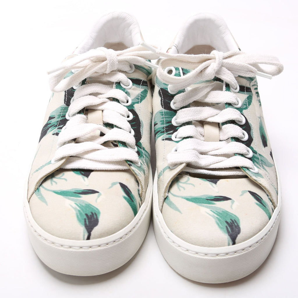 Floral Print Canvas Sneakers Size 36 Beige/Multicolor