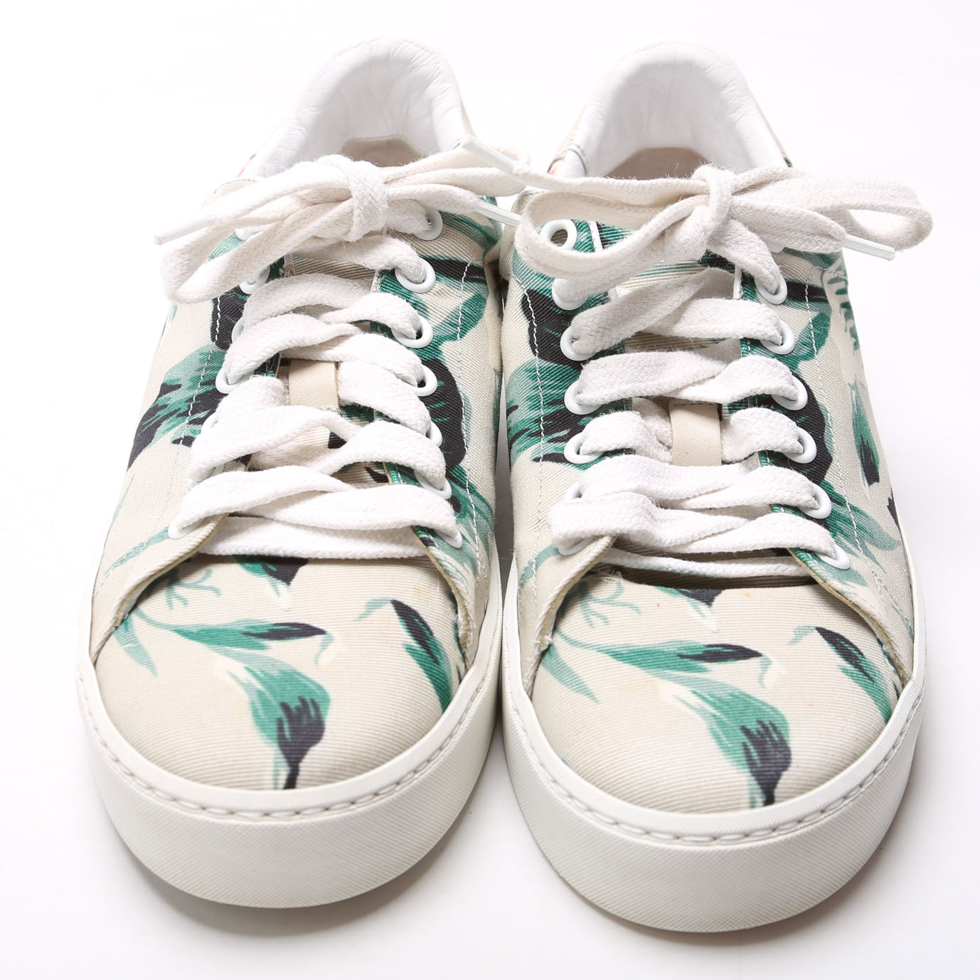 Floral Print Canvas Sneakers Size 36 Beige/Multicolor