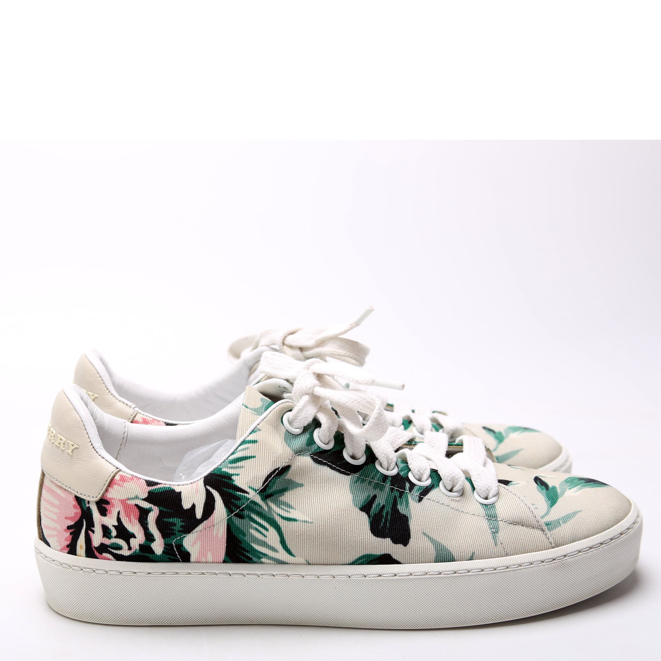 Floral Print Canvas Sneakers Size 36 Beige/Multicolor