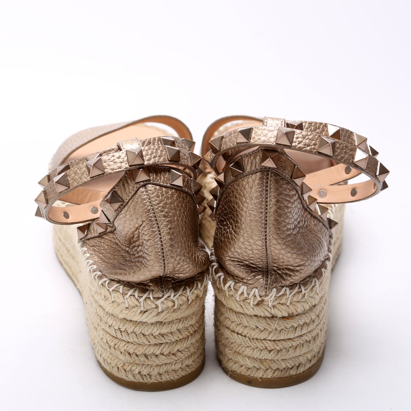 Rockstud Platform Espadrille Sandals Size 38 Rose Gold