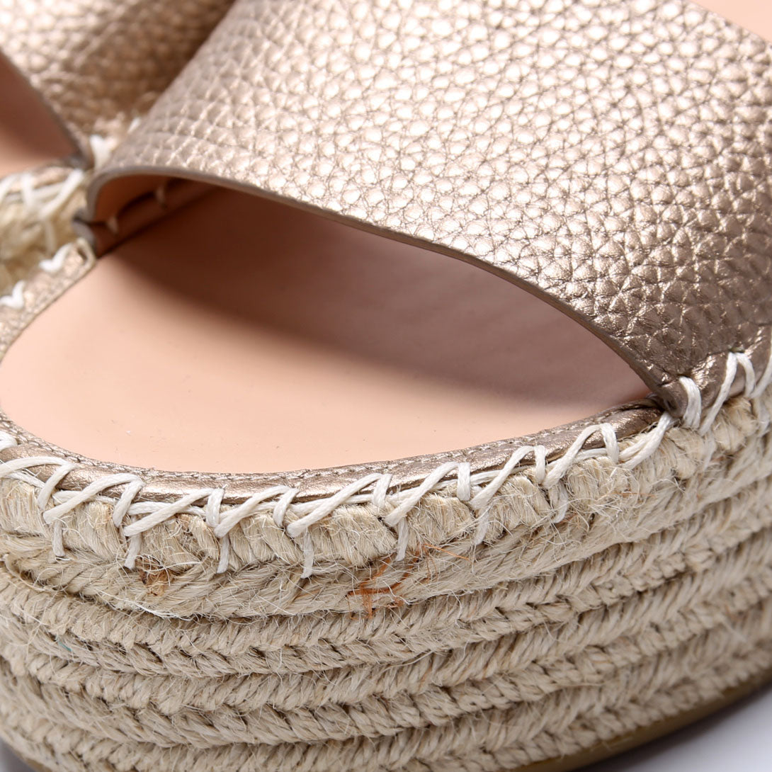 Rockstud Platform Espadrille Sandals Size 38 Rose Gold