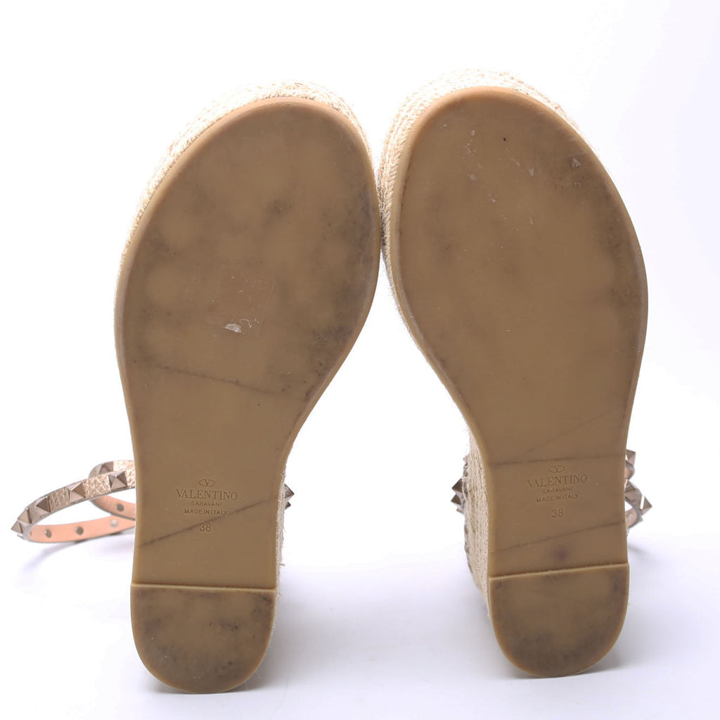 Rockstud Platform Espadrille Sandals Size 38 Rose Gold