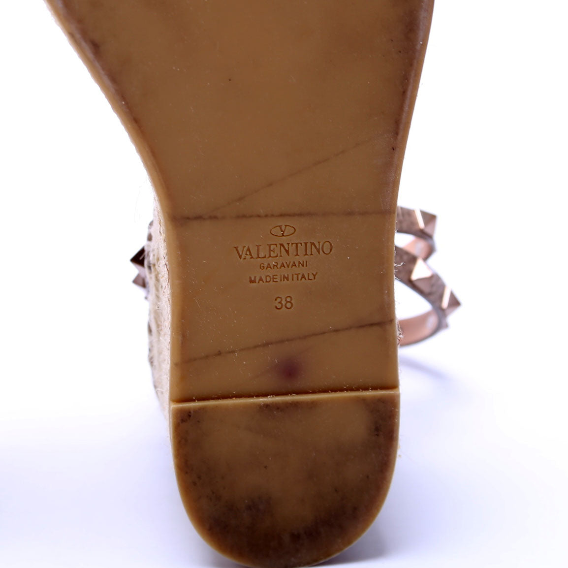 Rockstud Platform Espadrille Sandals Size 38 Rose Gold