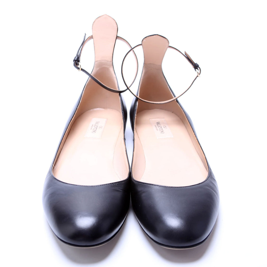 Ballet Ankle Strap Flats Size 41 Black