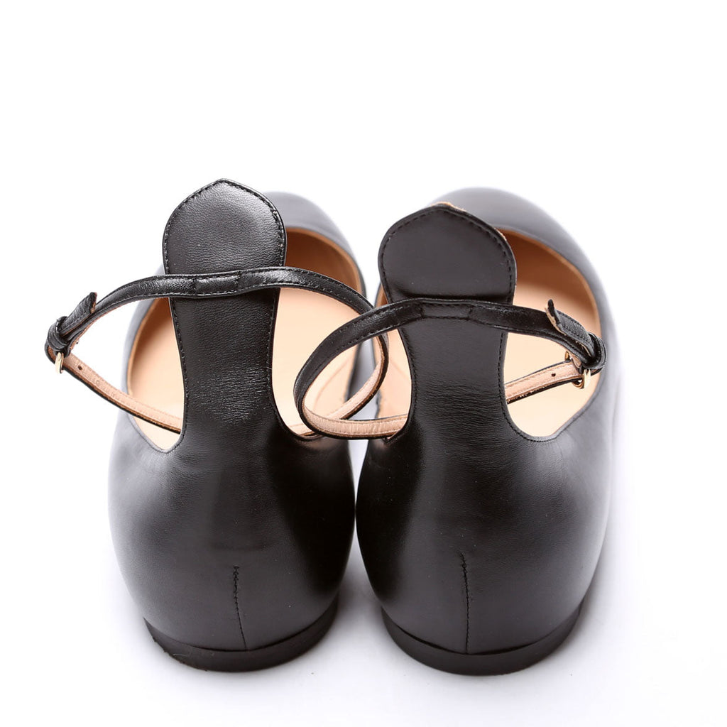 Ballet Ankle Strap Flats Size 41 Black