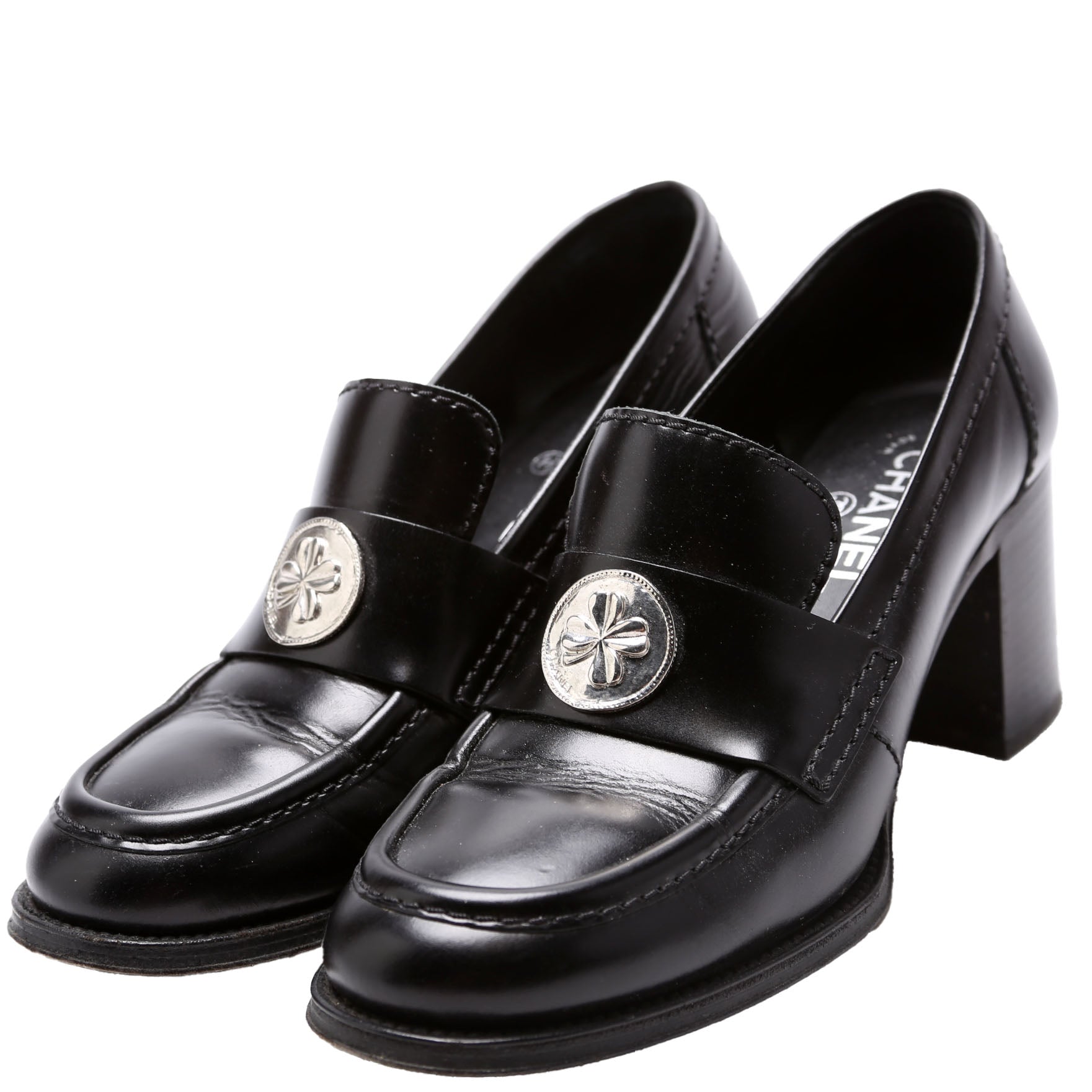 Clover Charm Loafer Pumps Size 41 Black