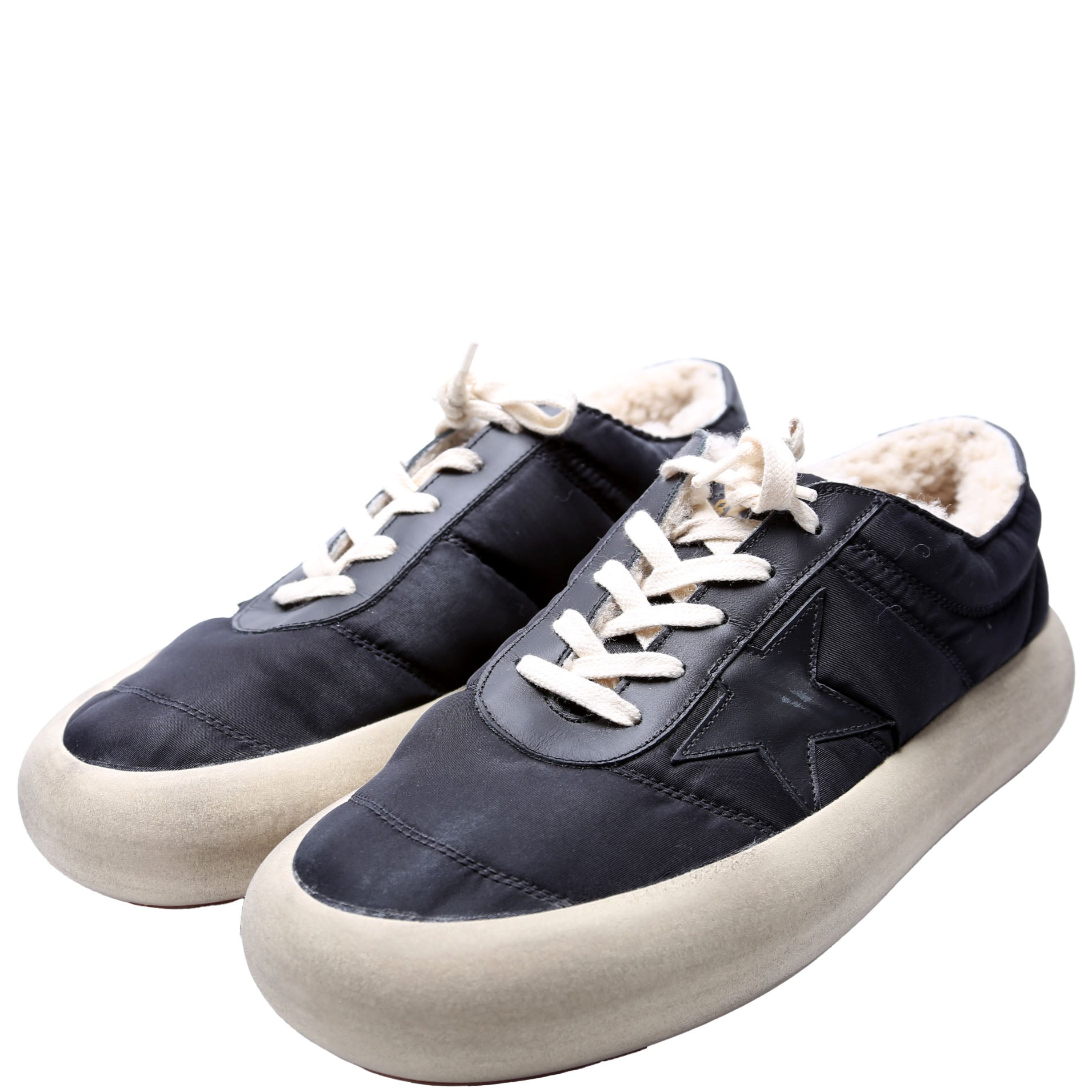 Space Star Nylon/Shearling Sneakers Size 41 Black/Beige