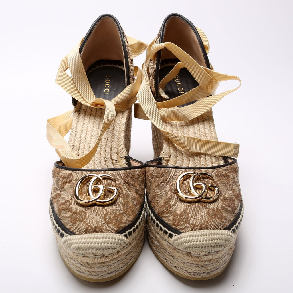 GG Marmont Espadrille Wedges Size 40 Tan