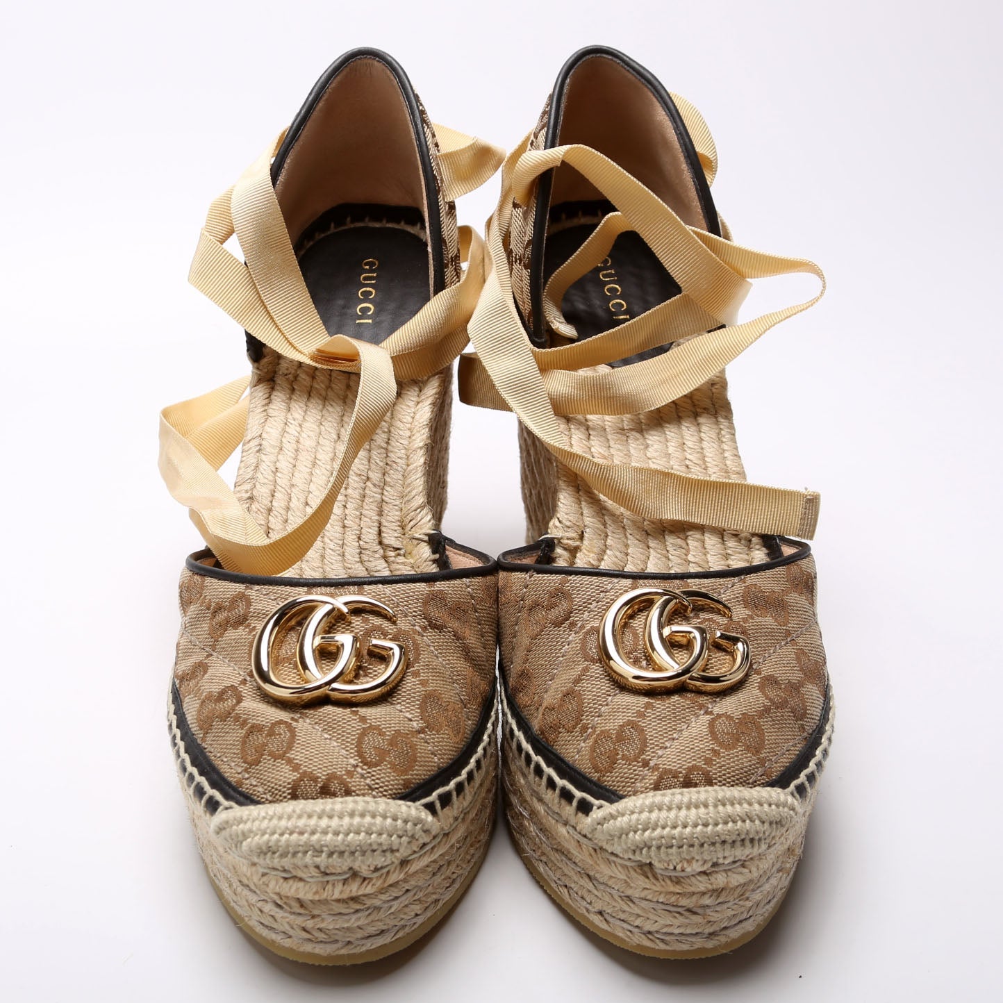 GG Marmont Espadrille Wedges Size 40 Tan