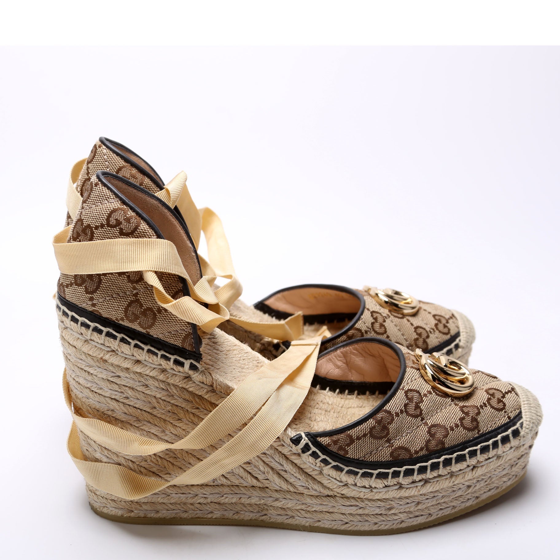 GG Marmont Espadrille Wedges Size 40 Tan
