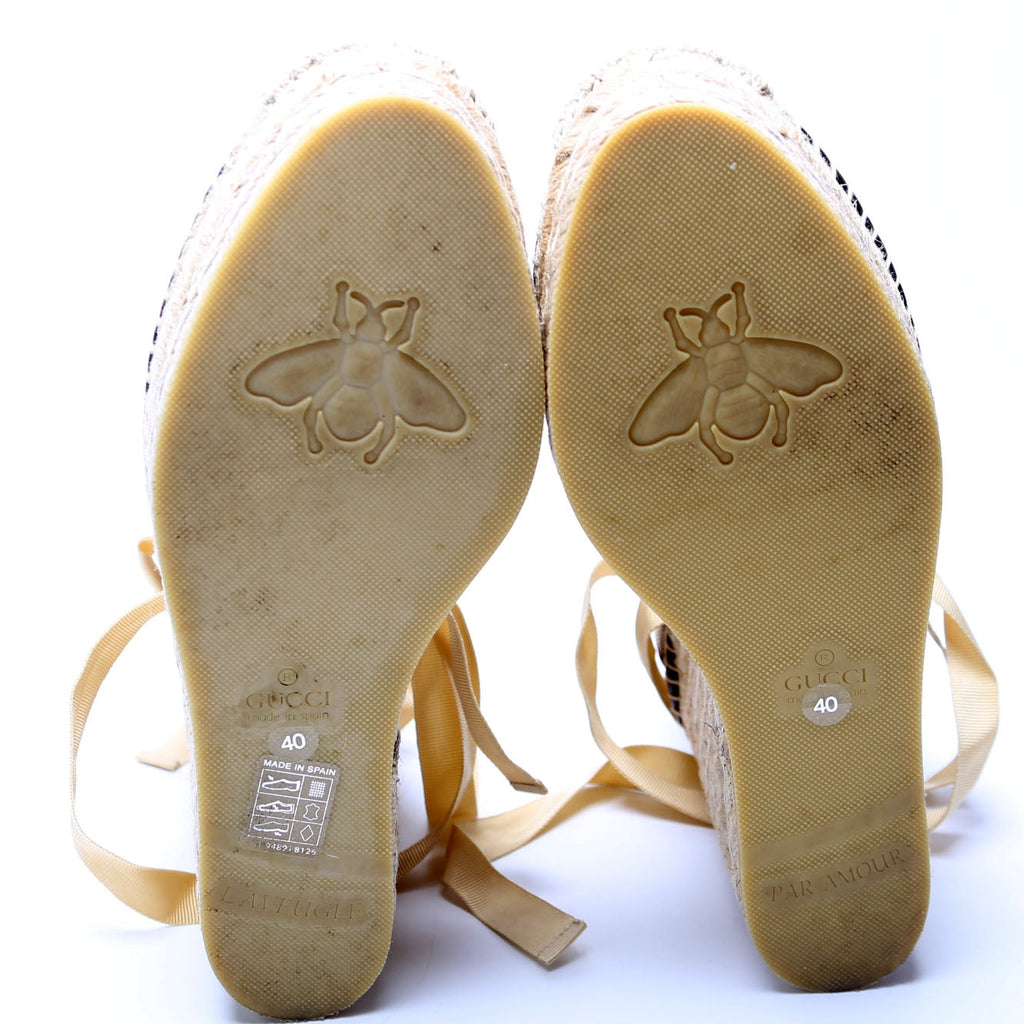 GG Marmont Espadrille Wedges Size 40 Tan
