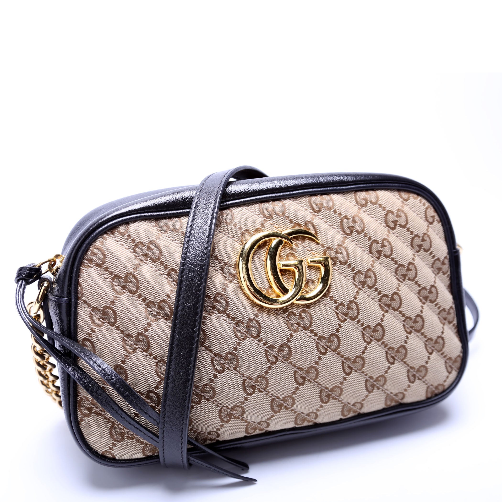 447632 Marmont Small GG Canvas Camera Tan/Black