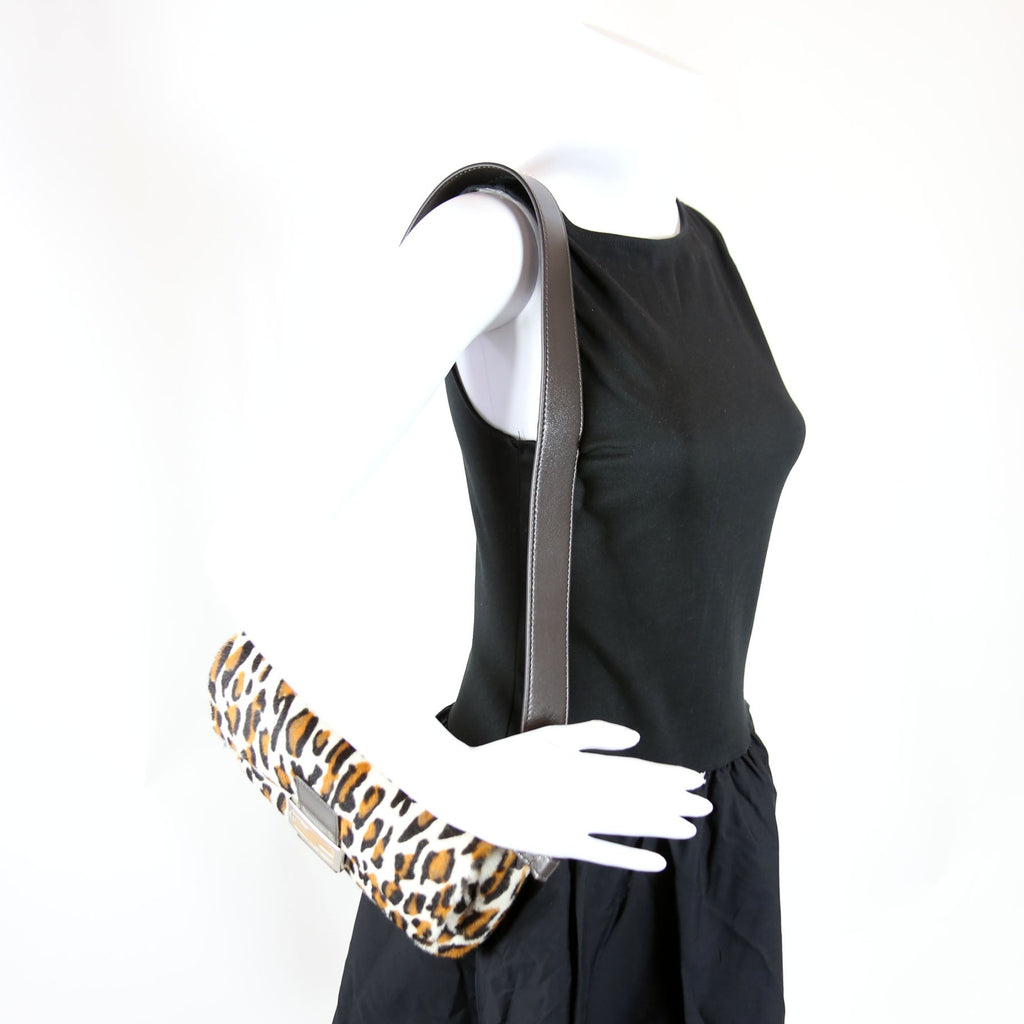 Fendi 8BR600 Leopard Print Baguette Calfskin Hair